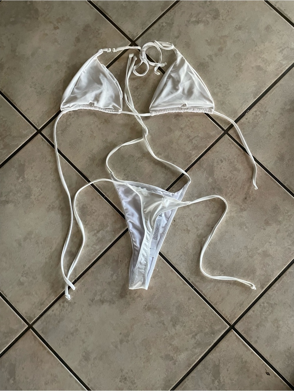 SHEIN White String Triangle Bikini Set